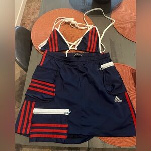 Frankie collective rework Adidas cargo skirt set